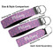 Pink, White & Purple Damask Multiple Key Ring comparison sizes