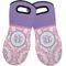 Pink, White & Purple Damask Neoprene Oven Mitts - Set of 2 w/ Monogram