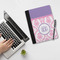 Pink, White & Purple Damask Notebook Padfolio - LIFESTYLE (large)
