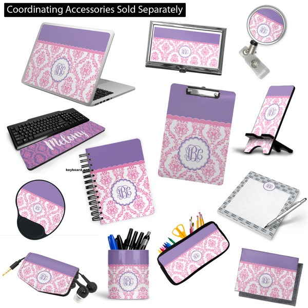 Pink, White & Purple Damask Office & Desk Accessories
