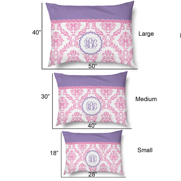 Pink, White & Purple Damask Outdoor Dog Beds - SIZE CHART