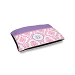 Pink, White & Purple Damask Outdoor Dog Bed - Small (Personalized)