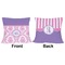Pink, White & Purple Damask Outdoor Pillow - 18x18