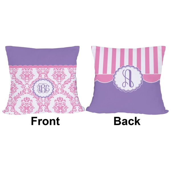 Pink, White & Purple Damask Outdoor Pillow - 20x20