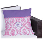 Pink, White & Purple Damask Outdoor Pillow (Personalized)