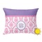 Pink, White & Purple Damask Outdoor Throw Pillow (Rectangular - 12x16)