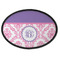 Pink, White & Purple Damask Iron On Oval Patch w/ Monogram