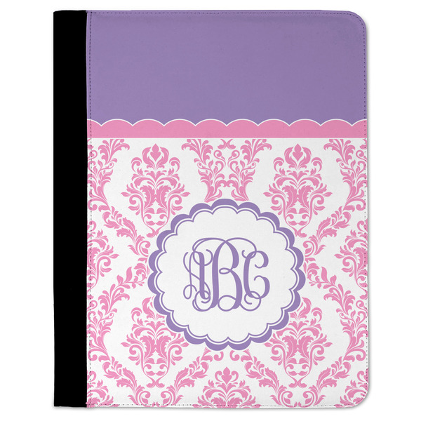 Custom Pink, White & Purple Damask Padfolio Clipboard (Personalized)