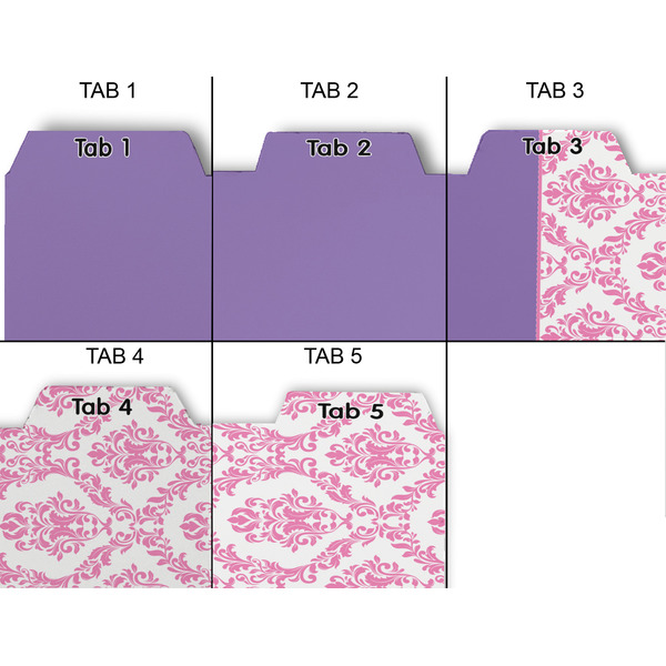 Pink, White & Purple Damask Page Dividers - Set of 5 - Approval