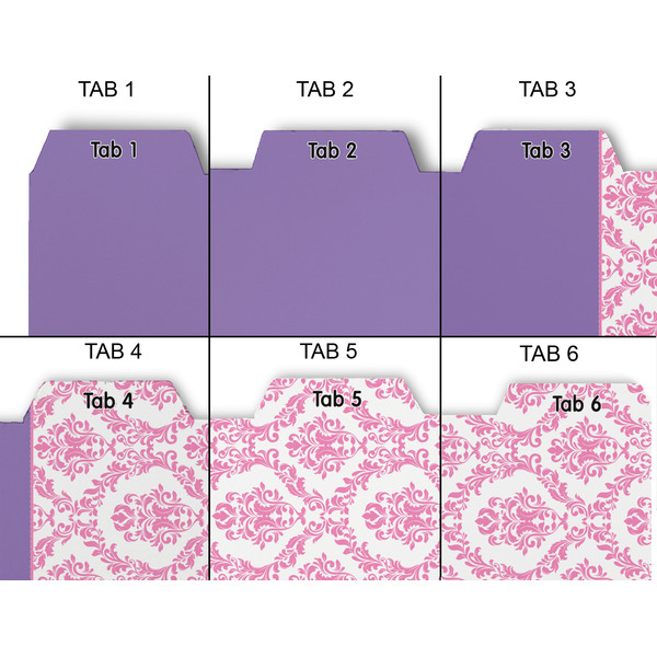 Pink, White & Purple Damask Page Dividers - Set of 6 - Approval