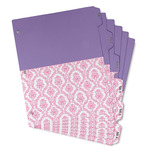 Pink, White & Purple Damask Binder Tab Divider - Set of 6 (Personalized)