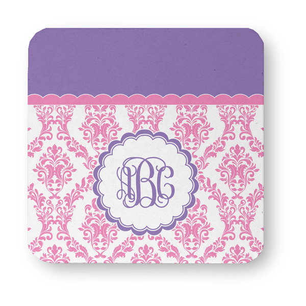 Pink, White & Purple Damask Paper Coasters - Approval