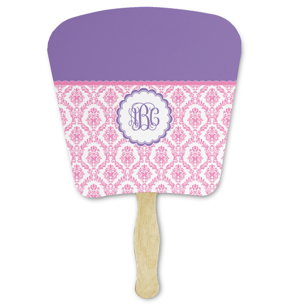 Custom Pink, White & Purple Damask Paper Fan (Personalized)