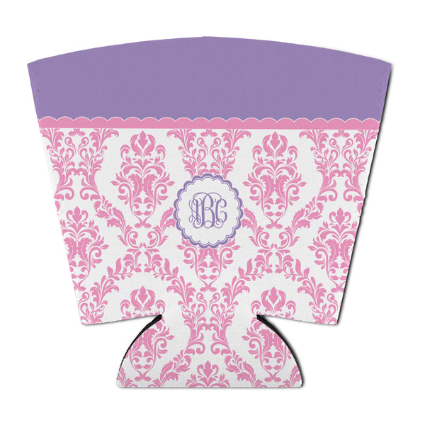 Custom Pink, White & Purple Damask Party Cup Sleeve - with Bottom (Personalized)