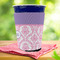 Pink, White & Purple Damask Party Cup Sleeves - with bottom - Lifestyle