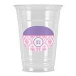 Pink, White & Purple Damask Party Cups - 16oz (Personalized)