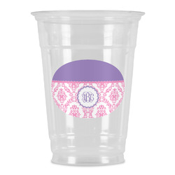 Pink, White & Purple Damask Party Cups - 16oz (Personalized)