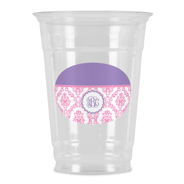 Custom Pink, White & Purple Damask Party Cups - 16oz (Personalized)