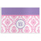 Pink, White & Purple Damask Disposable Paper Placemat - Front View