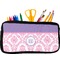 Pink, White & Purple Damask Neoprene Pencil Case (Personalized)