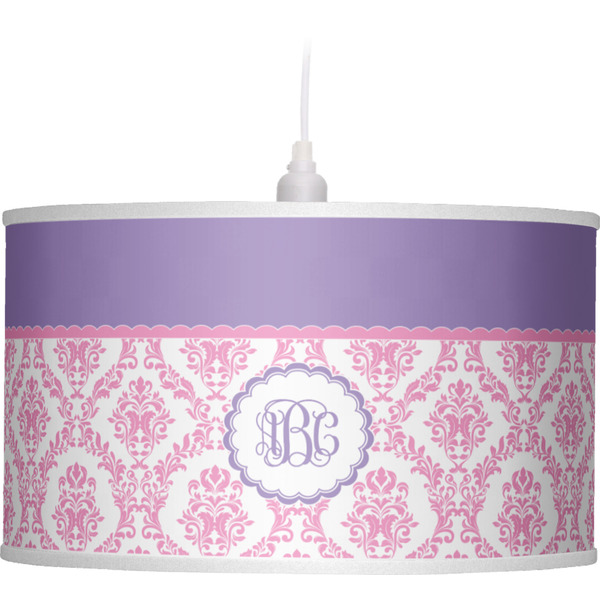 Pink, White & Purple Damask Pendant Lamp Shade
