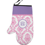 Pink, White & Purple Damask Left Oven Mitt (Personalized)