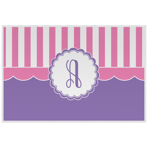 Pink, White & Purple Damask Personalized Placemat (Back)