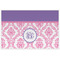 Pink, White & Purple Damask Personalized Placemat (Front)