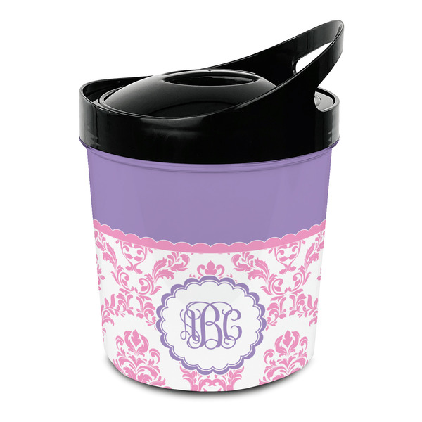 Custom Pink, White & Purple Damask Plastic Ice Bucket (Personalized)