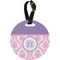 Pink, White & Purple Damask Personalized Round Luggage Tag