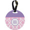 Pink, White & Purple Damask Plastic Luggage Tag - Round (Personalized)