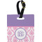 Pink, White & Purple Damask Personalized Square Luggage Tag
