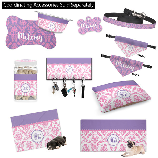 Pink, White & Purple Damask Customized Pet Accessories