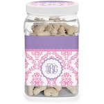 Pink, White & Purple Damask Dog Treat Jar (Personalized)