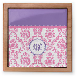 Pink, White & Purple Damask Pet Urn w/ Monogram