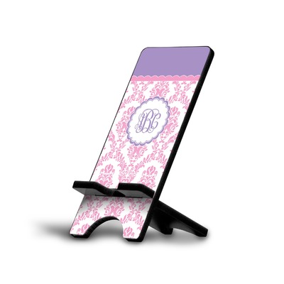 Pink, White & Purple Damask Cell Phone Stand (Personalized)