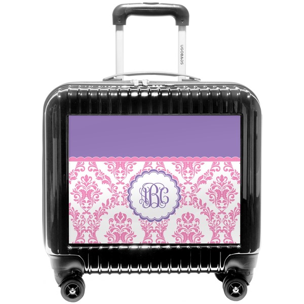 Custom Pink, White & Purple Damask Pilot / Flight Suitcase (Personalized)