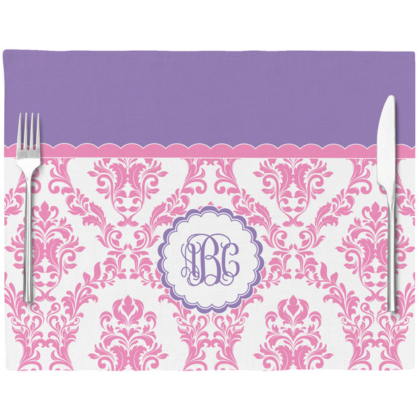 Pink, White & Purple Damask Placemat with Props