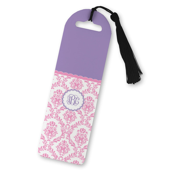 Custom Pink, White & Purple Damask Plastic Bookmark (Personalized)