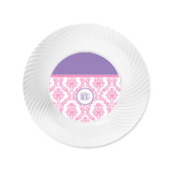 Pink, White & Purple Damask Plastic Party Appetizer & Dessert Plates - 6" (Personalized)