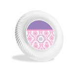 Pink, White & Purple Damask Plastic Party Appetizer & Dessert Plates - 6" (Personalized)