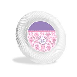Pink, White & Purple Damask Plastic Party Appetizer & Dessert Plates - 6" (Personalized)