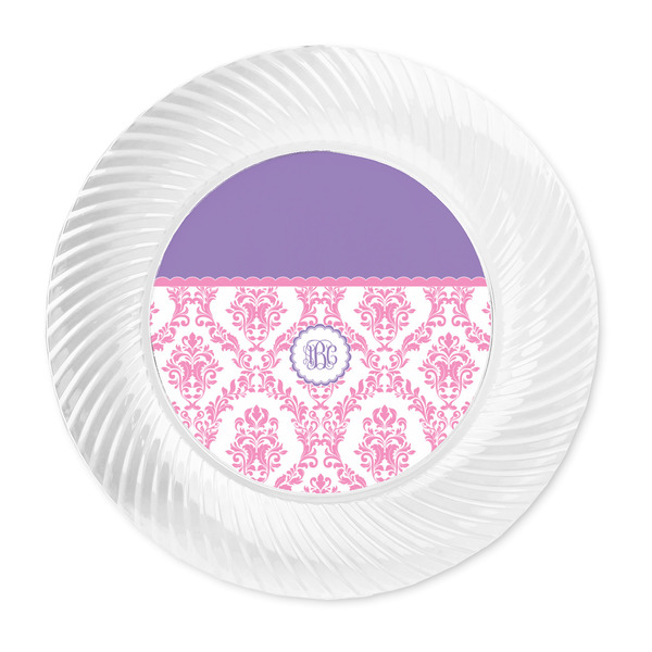 Pink, White & Purple Damask Plastic Party Dinner Plates - Approval