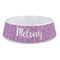 Pink, White & Purple Damask Plastic Dog Bowl - Large (Personalized)