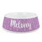 Pink, White & Purple Damask Plastic Dog Bowl - Medium (Personalized)