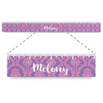 Pink, White & Purple Damask Plastic Ruler - 12" (Personalized)