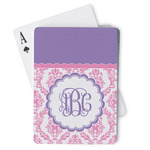 Pink, White & Purple Damask Playing Cards (Personalized)