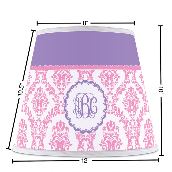 Pink, White & Purple Damask Poly Film Empire Lampshade - Dimensions