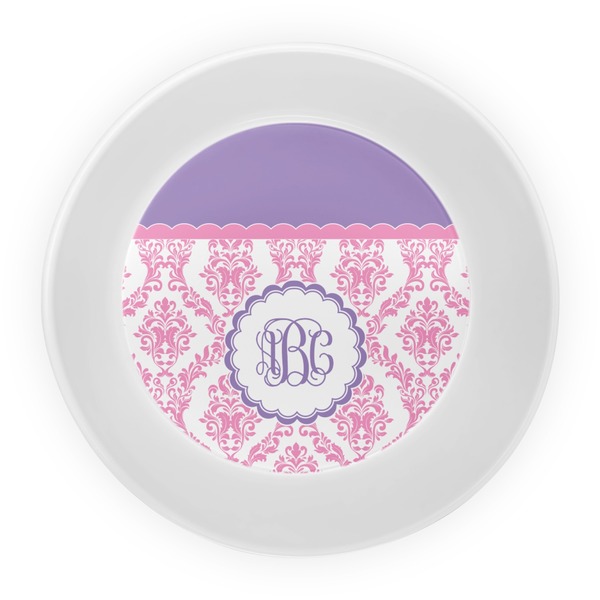 Pink, White & Purple Damask Melamine Bowl - Center