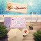 Pink, White & Purple Damask Pool Towel Lifestyle